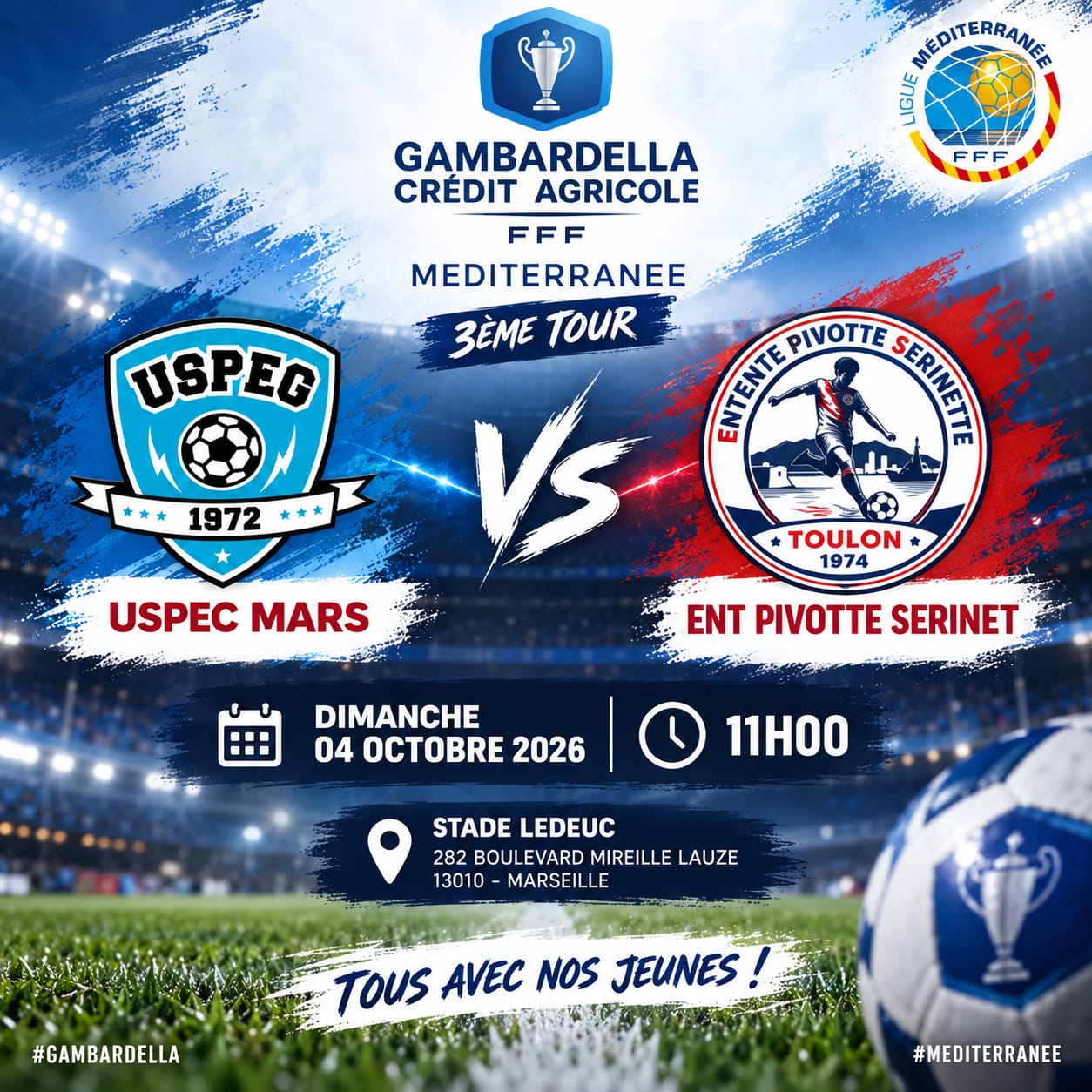 3ème tour de la coupe Gmbardella pour nos U17-U18